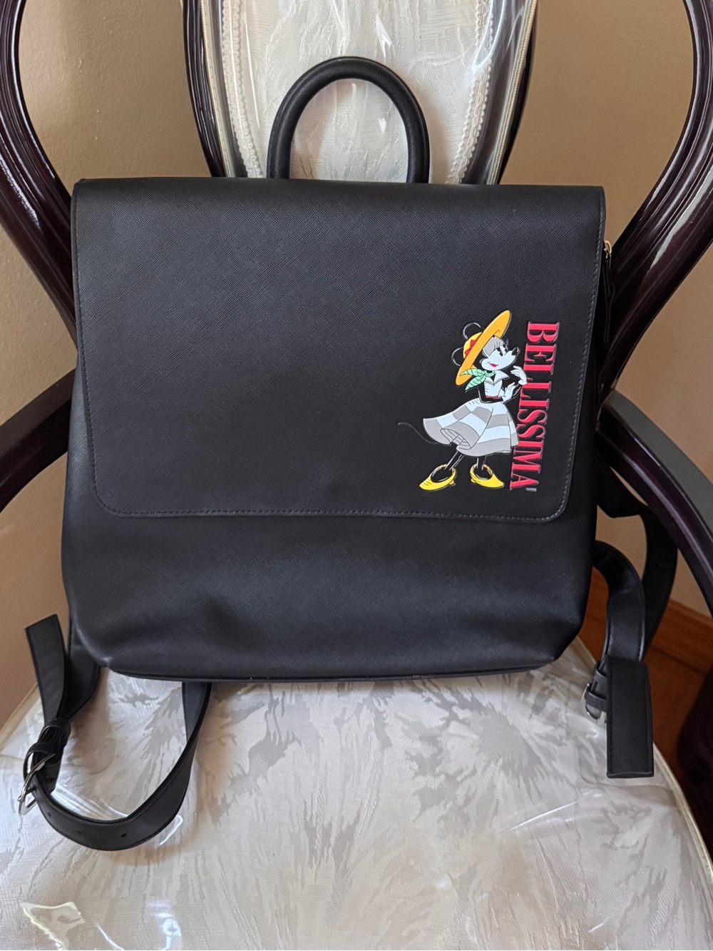 Disney Parks Epcot Faux Leather Backpack with Minnie Mouse in Italy
